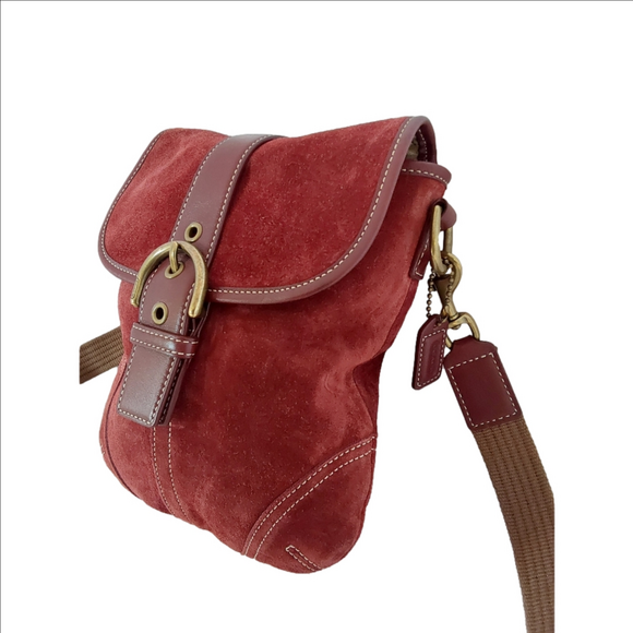 Coach Rust Brown Suede Crossbody Bag - Picture 3 of 16